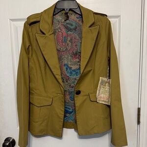 Stunning Aratta Journey size small NWT Aratta Mustard Blazer with Paisley Lining